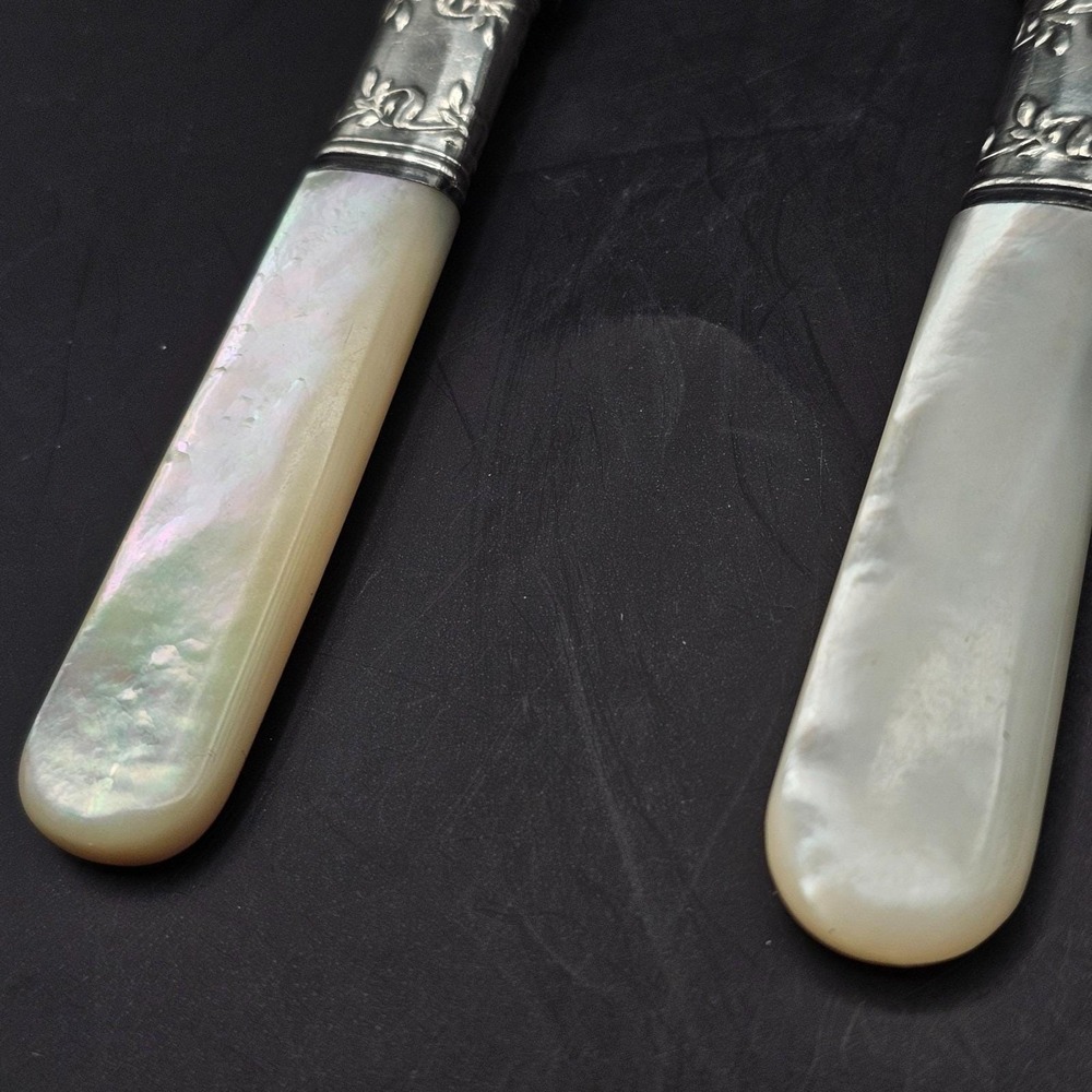 Vintage Landers Frary & Clark Sterling Silver Mother of Pearl Butter Knife Set 4 - Picture 6 of 10